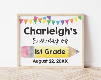 First Day of School Sign Template, Printable Instant Download 1st Day of School Sign