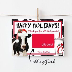 Porte-cartes cadeau Noël Poussin-fil-A, modèle de carte-cadeau imprimable Poussin-fil-A de vacances, collègue, infirmière, personnel, carte-cadeau de vacances nounou