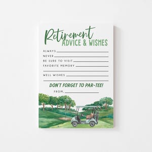 Kaarten met pensioenadvies, afdrukbare sjabloon golfpensioenfeest, pensioenadvies en beterschapswensen, pensioenfeest golf par-tee
