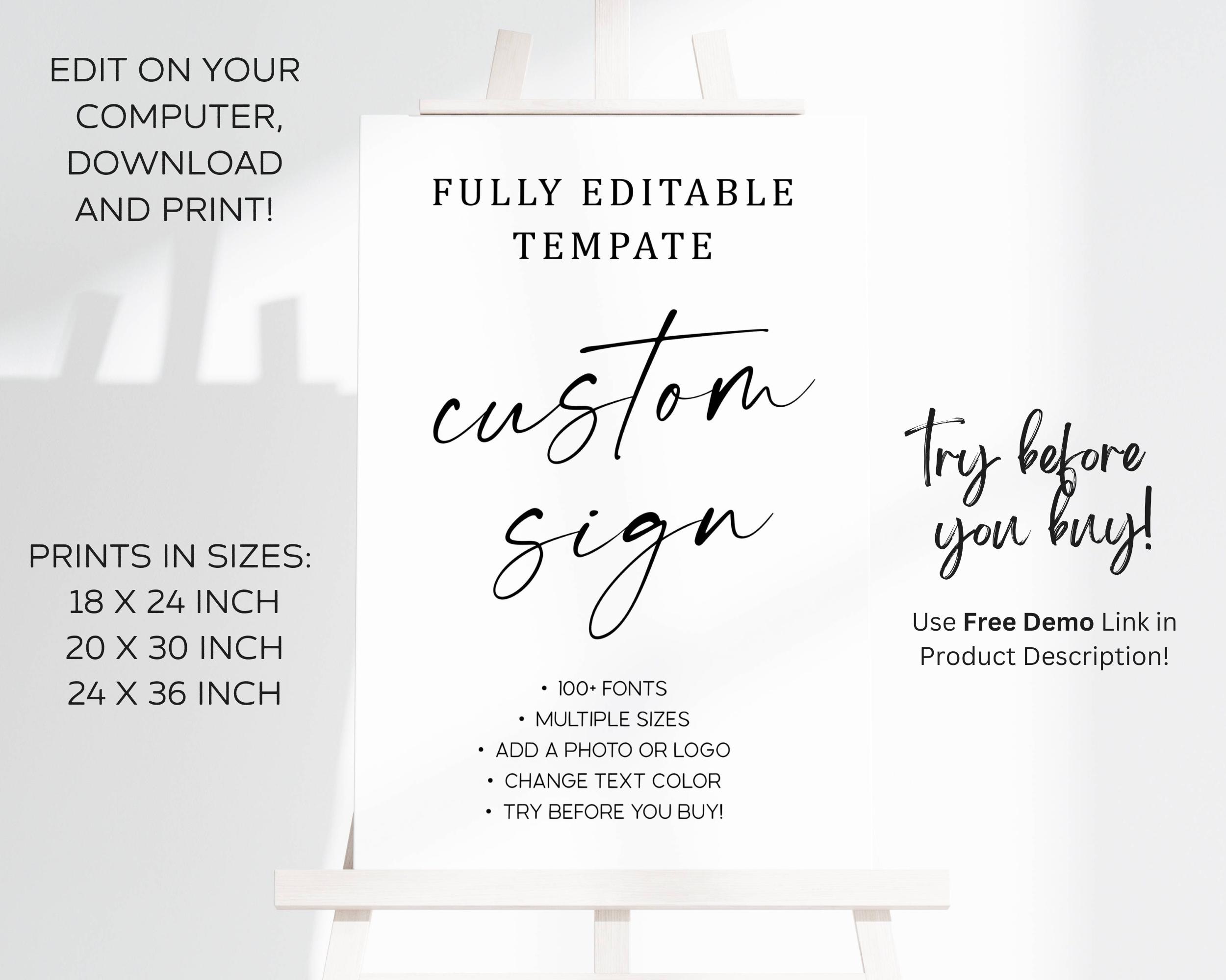 Party Finger Sign Customizable Party Sign Template, Photo Upload, Editable Fonts (digital ...