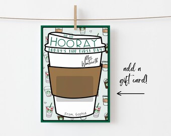 Tarjeta de regalo de Starbucks para el primer día de clases Regalo para maestros Regalo para el primer día de clases para maestros Feliz primer día Regalo para maestros Pruébalo antes de comprar