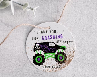 Monster Truck Grave Digger Hang Tag Birthday Party Thank You Party Favor Tag modello stampabile, Monster Jam Truck Party Favor Tag modello