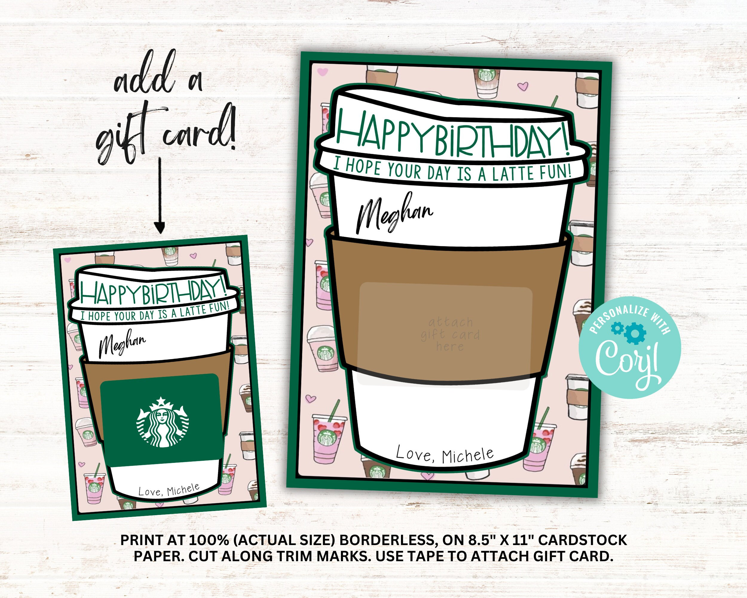 Starbucks Birthday Card Add Gift Card Printable Template, Add Starbucks ...