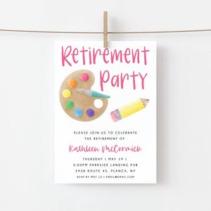 Art Teacher Retirement Printable Invitation Template Print or Digital Art Teacher Retirement Invite Art Educator Retirement Celebration