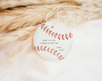 Modèle imprimable d'étiquette de cadeau de fête d'anniversaire de baseball Sac de cadeaux de baseball Étiquette de cadeau de sport à essayer avant d'acheter