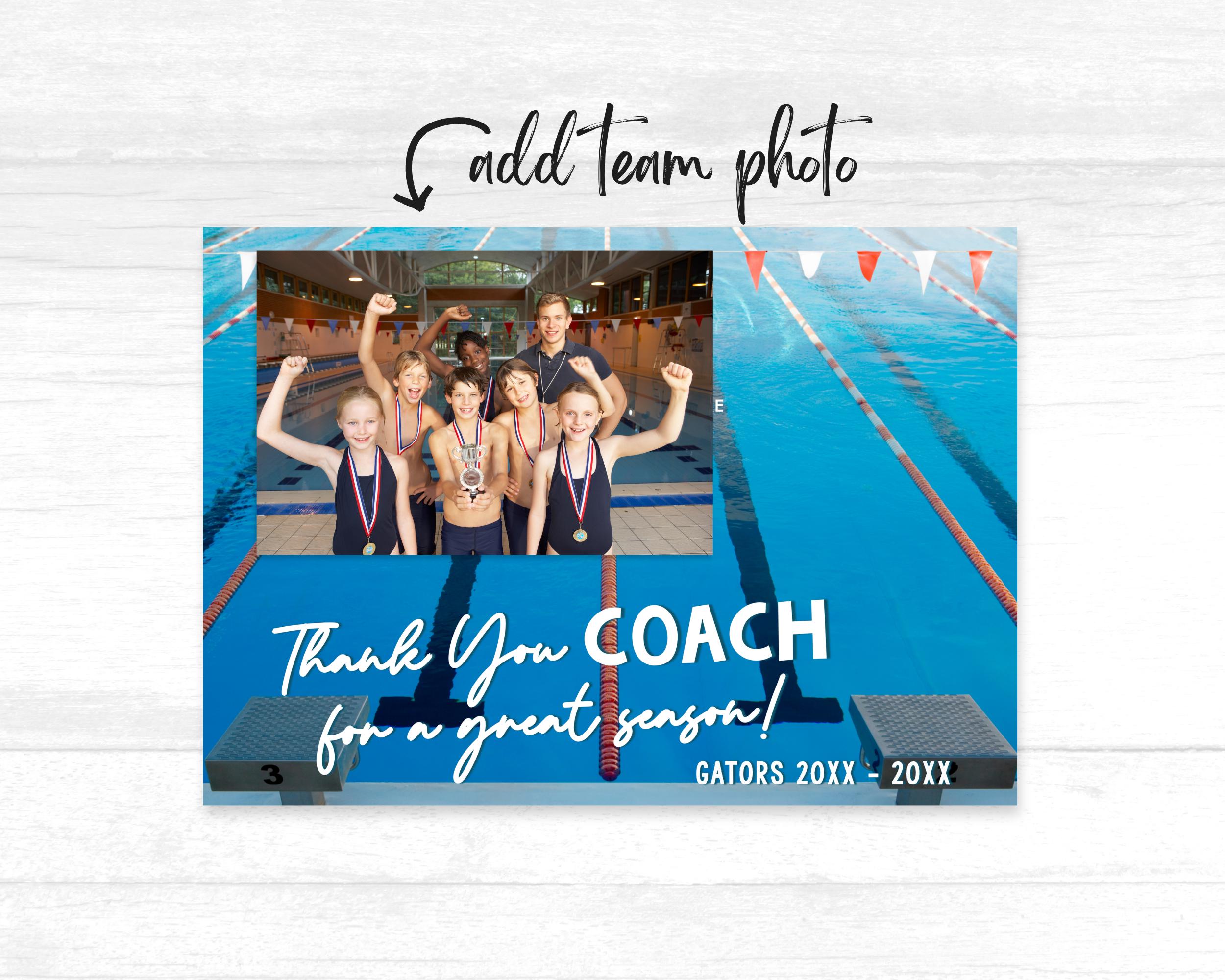 Swim Coach Team Photo Gift, End of Season Swim Coach Gift, Thank You Gift Swimming Diving Team Photo Gift Template Try Before You Buy