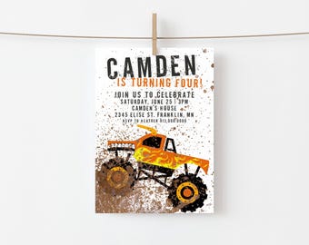 Uitnodiging voor verjaardagsfeestje Monster Truck afdrukbare sjabloon, El Toro Loco Monster Truck Instant Download uitnodiging Try Before You Buy