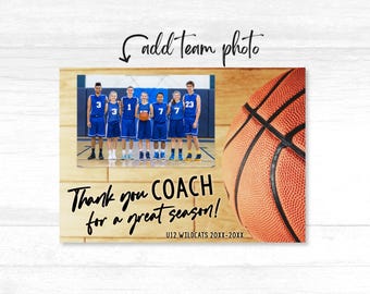 Basketball Coach Team Photo Gift, End of Season Basketball Coach Thank You Gift Basketball Team Photo Template  A4, 8x10, Try Before You Buy
