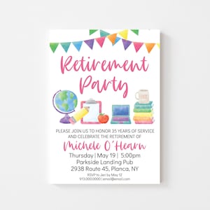 Retirement Invite Teacher Printable Digital Invitation Template, Teacher Retirement Party Celebration Invitation Try Before You Buy