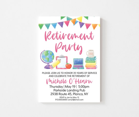 Retirement Invite Teacher Printable Digital Invitation Template, Teacher Retirement Party Celebration Invitation Try Before You Buy