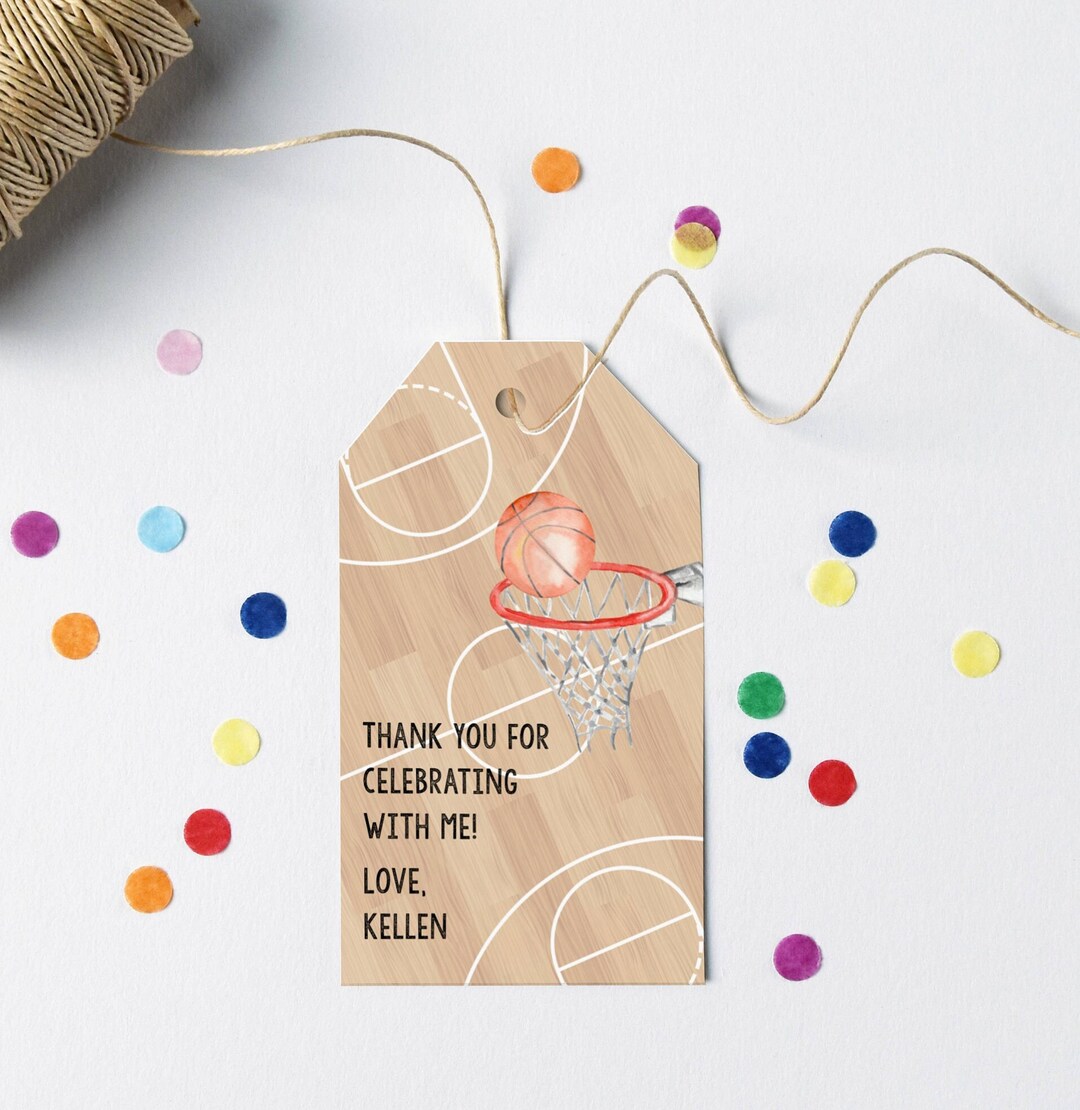 Basketball Birthday Thank You Party Favor Tag Printable - Etsy