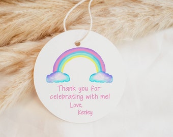 Rainbow Birthday Tag Printable Template Round Rainbow Thank You Party Favor Tag Girls Birthday Hang Tag Try Before You Buy Easy to Print