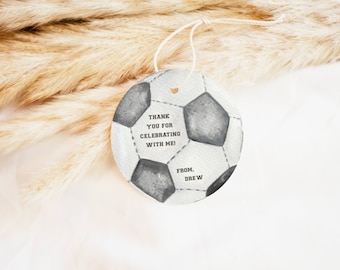 Fiesta de cumpleaños de fútbol Etiqueta de agradecimiento Bolsa de regalos de fútbol Etiqueta de favor de fiesta Plantilla imprimible Etiqueta de favor de fiesta deportiva, Pruébelo antes de comprar