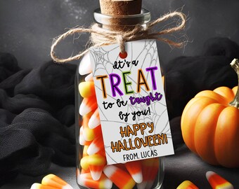 Halloween Teacher Gift Tag Template, Printable Teacher Halloween Gift Hang Tag, Halloween Teacher Treat, Easy to Print Instant Download