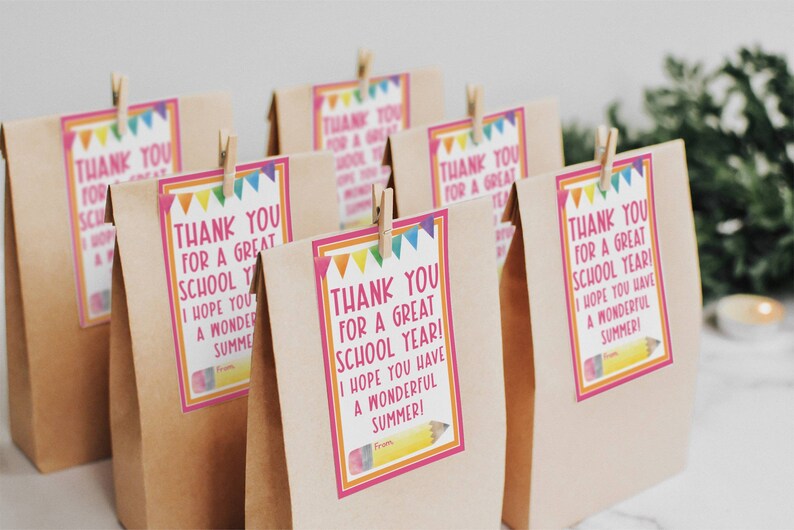Thank You Teacher End of Year Gift Tag Printable Template School Staff ...