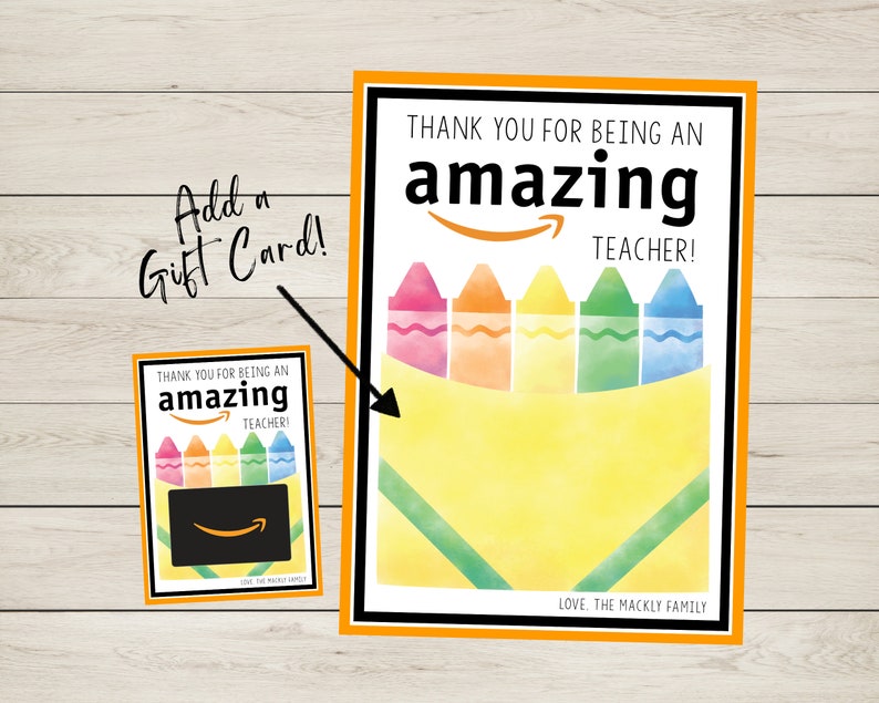 Teacher Appreciation Amazon Card, Add Amazon Gift Card, Teacher