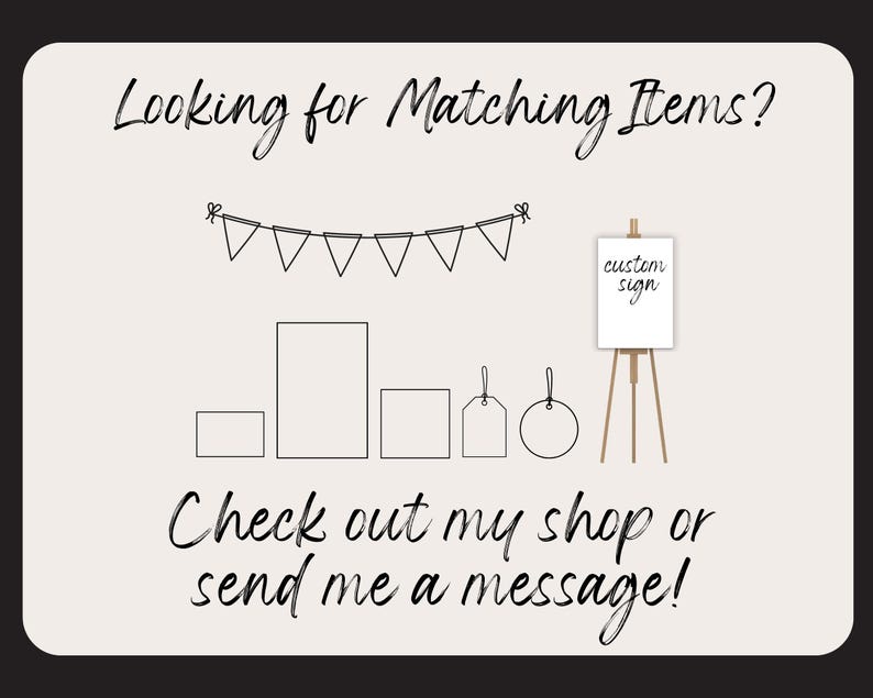 May include: A black and white illustration of a banner, a sign, and various shapes. The sign says "custom sign". The text below the illustration says "Check out my shop or send me a message!"