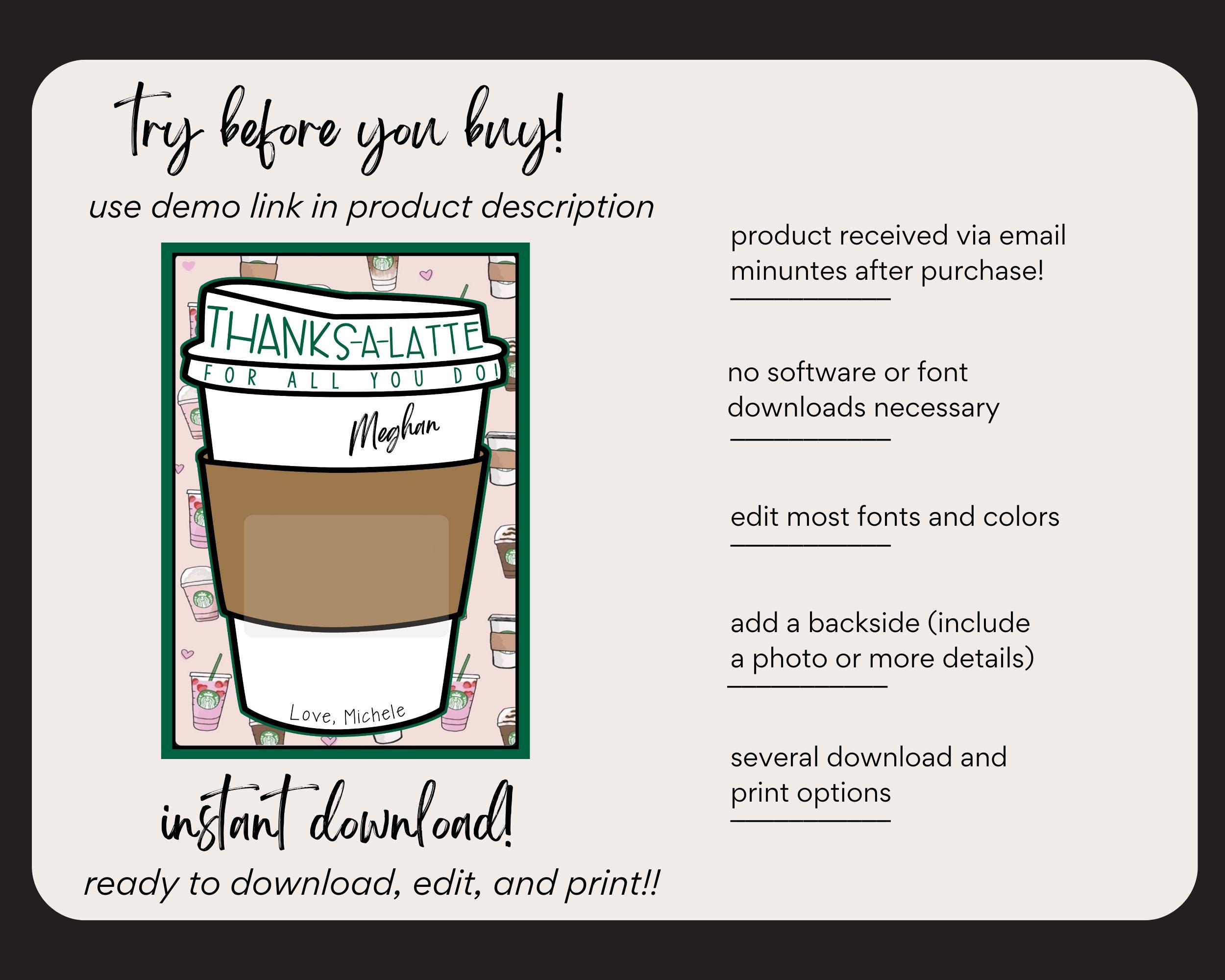Thank You Starbucks Gift Card Holder Starbucks Thank You Appreciation ...