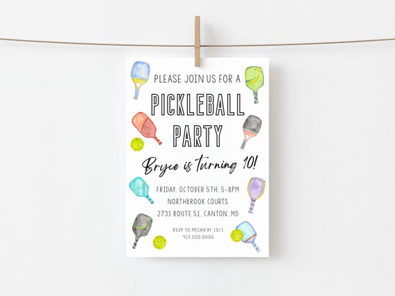Pickleball Party Invitation Template Pickleball Birthday Party Printable Textable Evite Invitation Try Before You Buy Easy to Edit