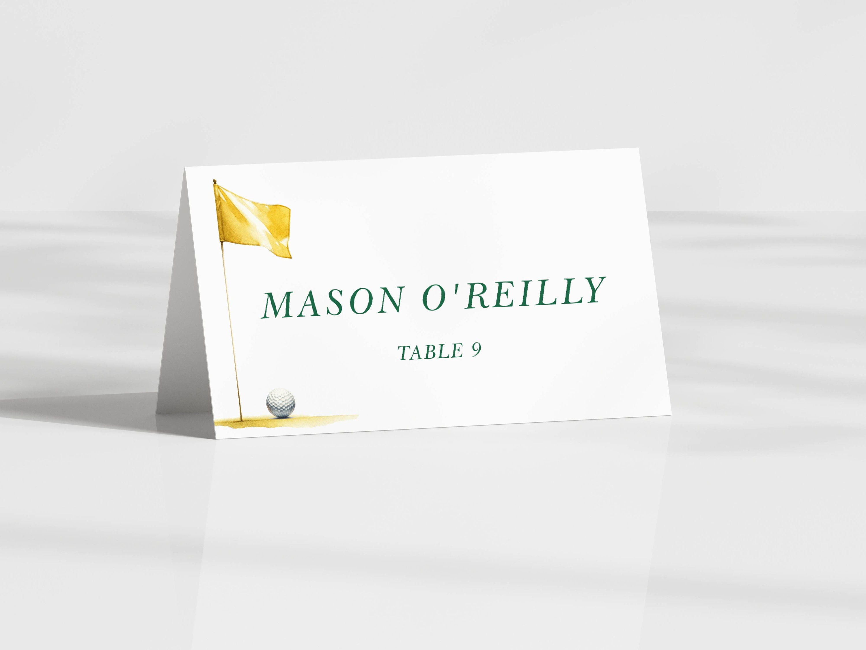 Masters Golf Place Cards Printable Template Golf Theme Flat and Tented Place Card Template Add ...