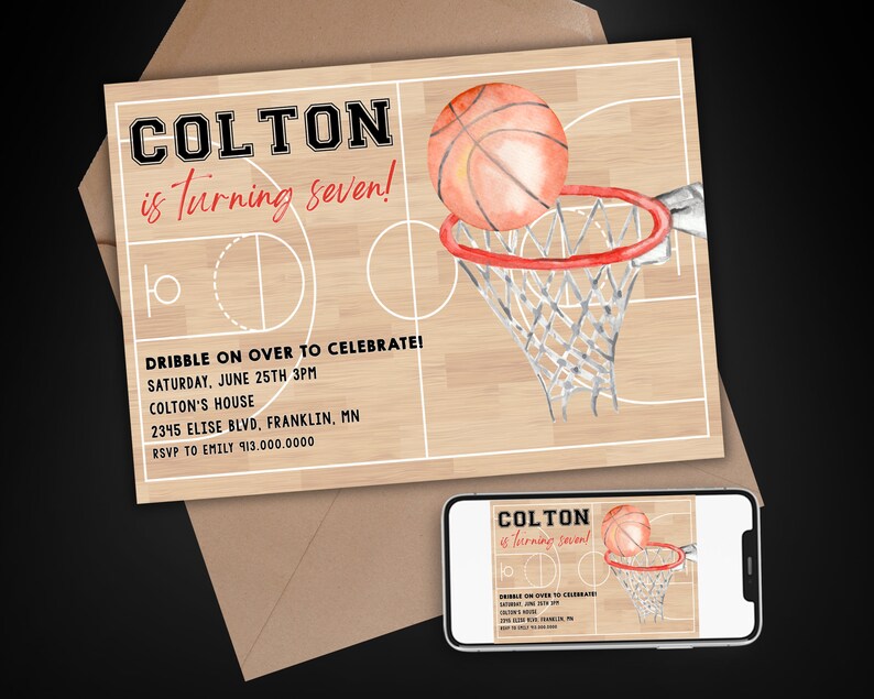 Basketball Birthday Party Invite Printable Template Basketball Party