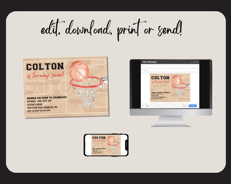 Basketball Birthday Party Invite Printable Template Basketball Party