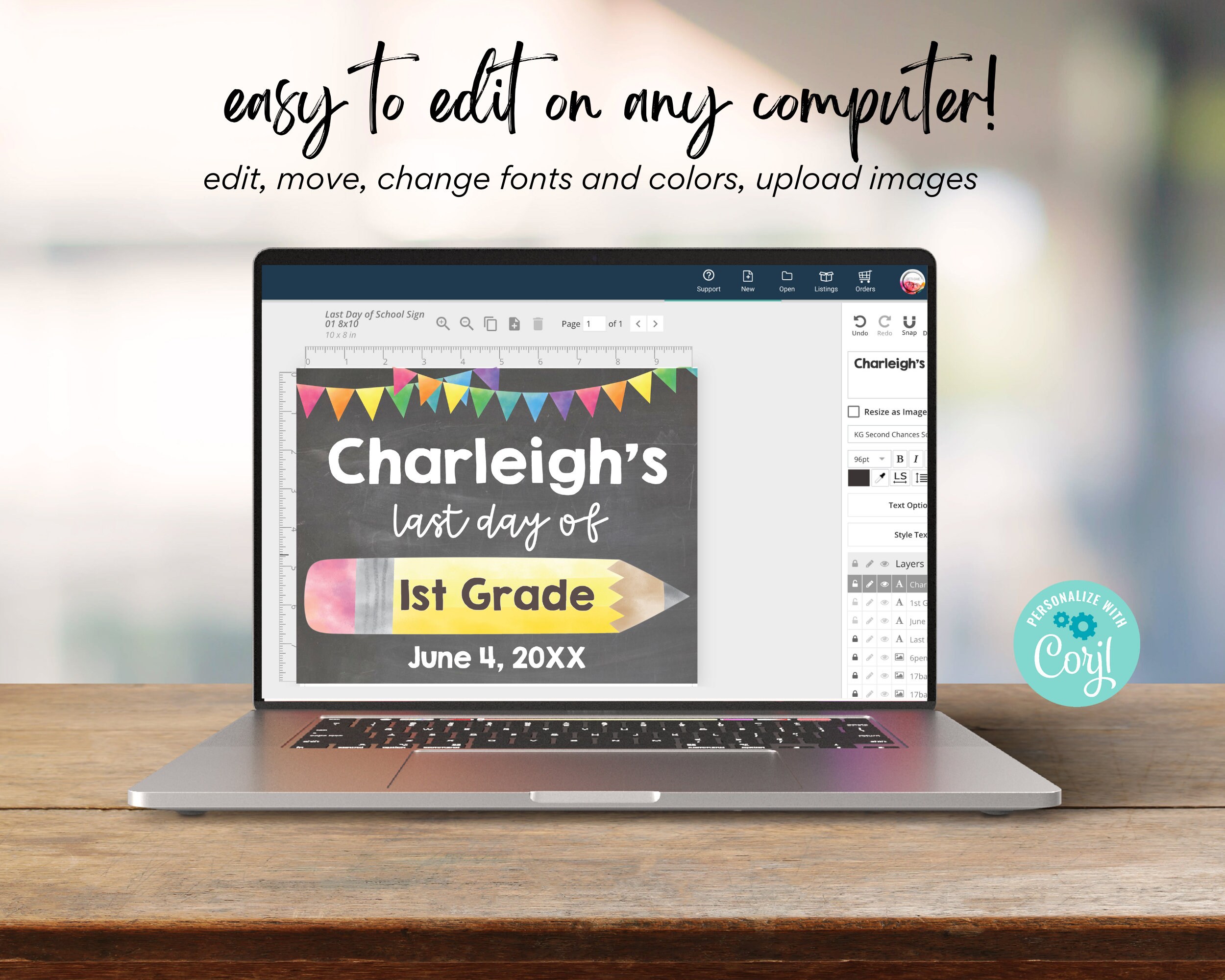 Last Day of School Sign Printable Template Instant Download 8x10 and