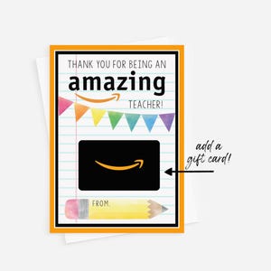 Teacher Appreciation Amazon Gift Card Teacher Gift Card Template Amazon Teacher Appreciation Thank You Printable Template Try Before You Buy
