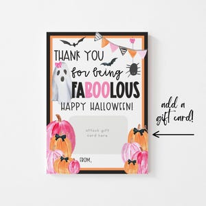 Joli porte-cartes d'Halloween pour Halloween, merci d'ajouter une carte cadeau à imprimer pour Halloween, merci d'avoir été fabuleux Facile à imprimer