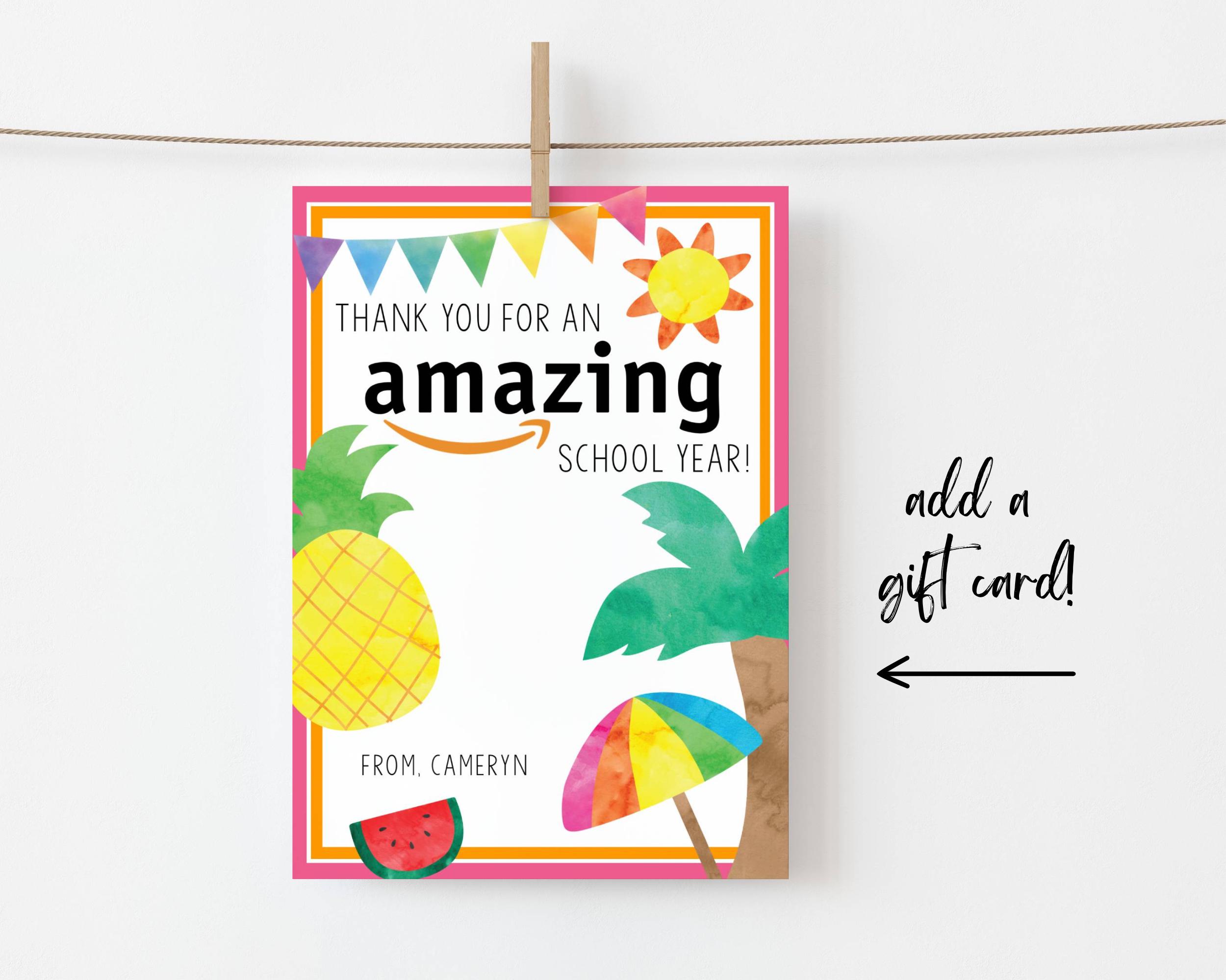 Thank You Teacher End of Year Amazon Gift Card Template Amazon Teacher ...