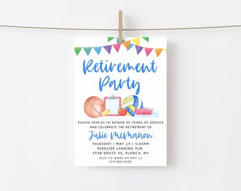 Gym PE Teacher Retirement Invitation Printable Template PE Teacher Retirement Party Invitation Retiring PE Teacher Celebration Invitation