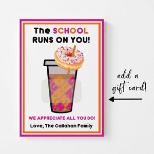 Schul Sekretär Wertschätzung Geschenk Dunkin Donuts Geschenkkartenhalter Schullehrer Schulleiter Geschenkkarte Einfach zu drucken Ausprobieren, bevor Sie kaufen