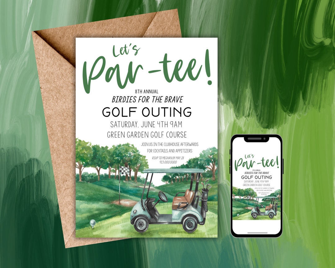 Golf Outing Printable Invitation Template, Editable Instant Download, Golf Par-tee Invitation ...