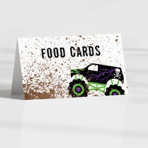 Monstertruck Food Card Druckbare Vorlagegrave Digger Food Buffet Cards Bagger Geburtstagsfeier