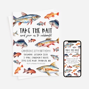 Fishing Birthday Party Invite Digital Fishing Party Invite Fishing Birthday Party Printable Textable Invite Fishing Party evite