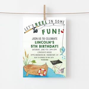 Fishing Birthday Party Invite Digital Printable Birthday Invite Fishing Invite Fishing Themed Party Invite Try Before You Buy Easy to Edit