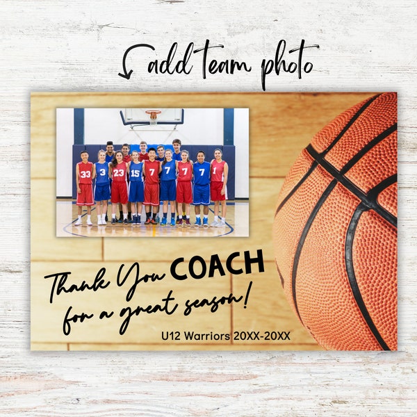 Basketball Coach Team Photo Gift, End of Season Basketball Coach Thank You Gift Basketball Team Photo Template  A4, 8x10, Try Before You Buy