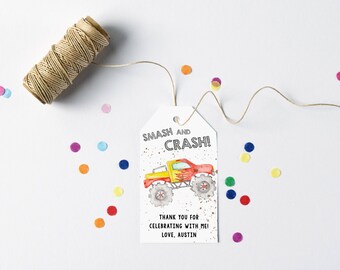 Monster Truck Birthday Party Thank You Party Favor Printable Tag Monster Jam Trucks Party Favor Tag Treat Bag Thank You Template