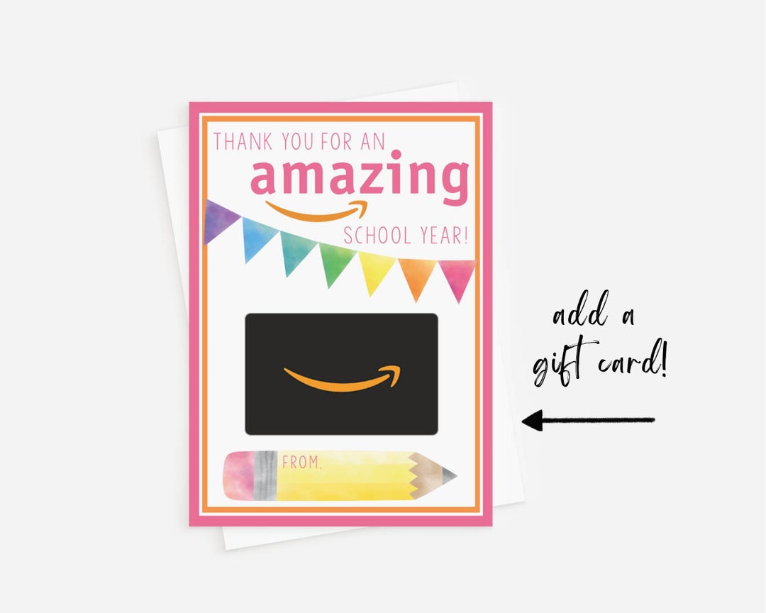 Teacher Amazon Gift Card Holder Printable Template End of School Year ...