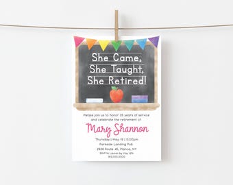 Teacher Retirement Party Invite Printable Template, Primary Teacher Retirement Party Print  Digital Invitation School Retirement Celebration