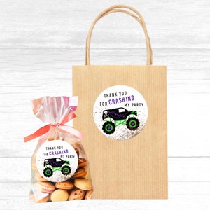 Grave Digger Birthday Party Favor Sticker Printable 2" and 3" Grave Digger Monster Truck Party Thank You Sticker, Try Before You Buy