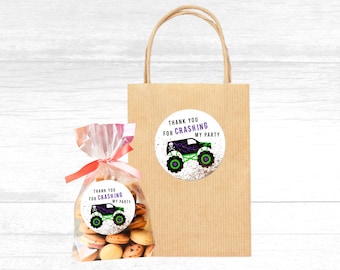 Grave Digger Birthday Party Favor Sticker Printable 2" and 3" Grave Digger Monster Truck Party Thank You Sticker, Try Before You Buy