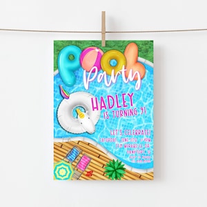Pool Swim Party Invite Printable Template Editable Pool Swim Birthday Party Invitation Summer Birthday Party Invitation Try Before You Buy