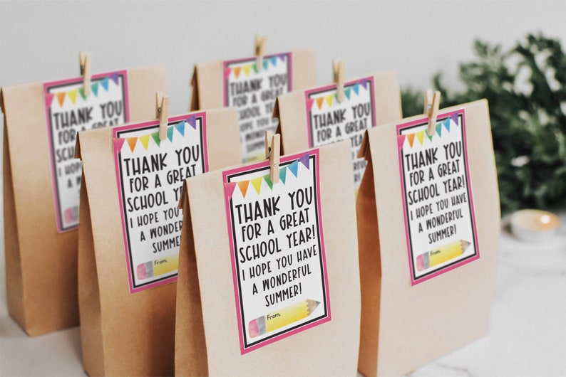 Thank You Teacher End of Year Gift Tag Printable Template School Staff ...