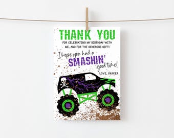 Modello stampabile per biglietto di ringraziamento per la festa di compleanno di Monster Truck Modello di biglietto di ringraziamento istantaneo per la festa di compleanno di Grave Digger Monster Truck Prova prima di acquistare