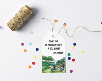 Golf Birthday Party Thank You Party Favor Printable Tag Golf Hole in One Party Favor Tag Treat Bag Thank You Printable Template