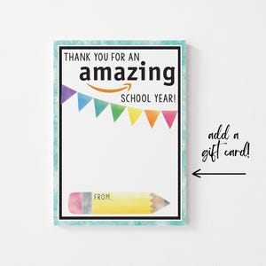 Modèle imprimable de carte-cadeau Amazon de fin d'année pour enseignant Titulaire de la carte-cadeau Amazon Enseignant Personnel de l'école Merci d'essayer avant d'acheter