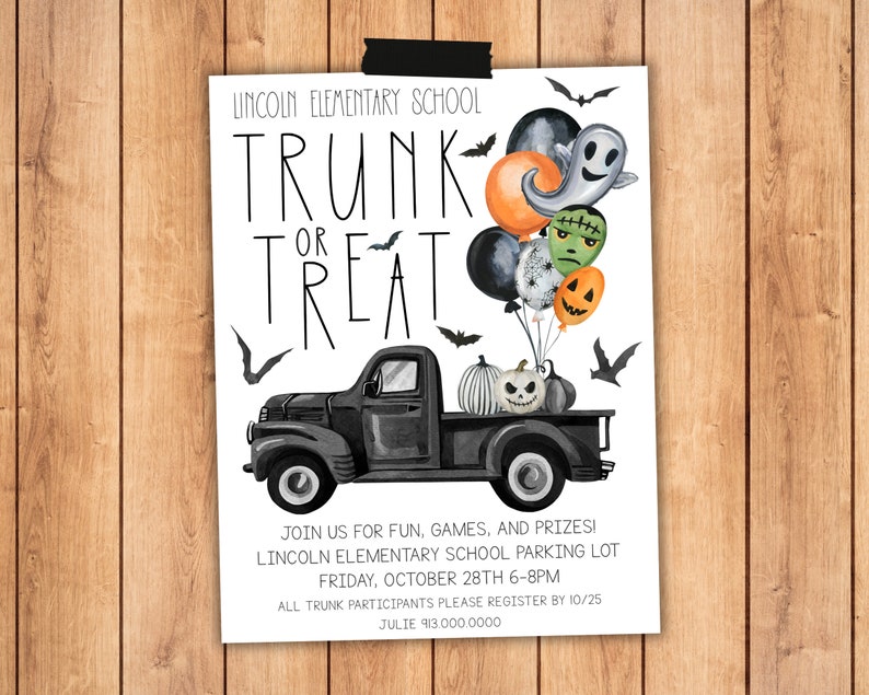 Trunk or treat Flyer Template Halloween Trunk or treat Poster Sign Trunk or treat Flyer Template Halloween Trunk or treat Poster Sign