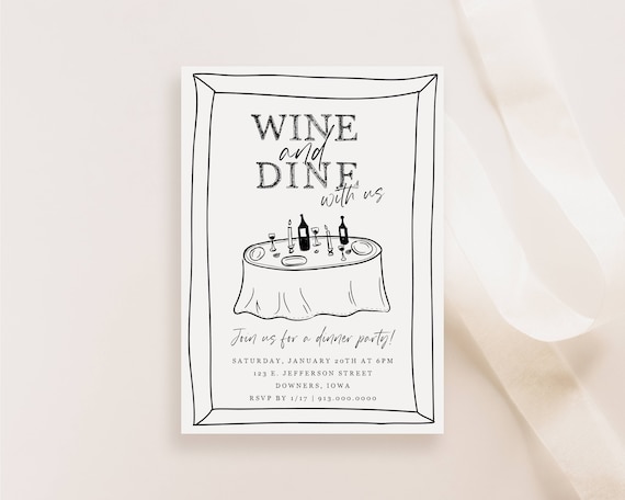 Dinner Wine Party Invitation Template Wine Tasting Invite Wine and Dine Invitation evite or Printable Wine Dinner Party Try Before You Buy