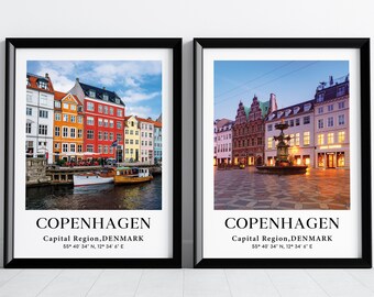 Set Of Copenhagen Travel Poster, Copenhagen Photo, Copenhagen Print, Denmark Photo, Denmark Cities, Set Of 2 Print